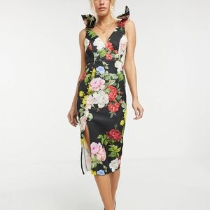 NWT ASOS Design Floral Midi Dress w/Bow Straps